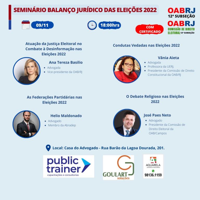 SEMINÁRIO BALANÇO JURÍDICO DAS ELEIÇÕES 2022