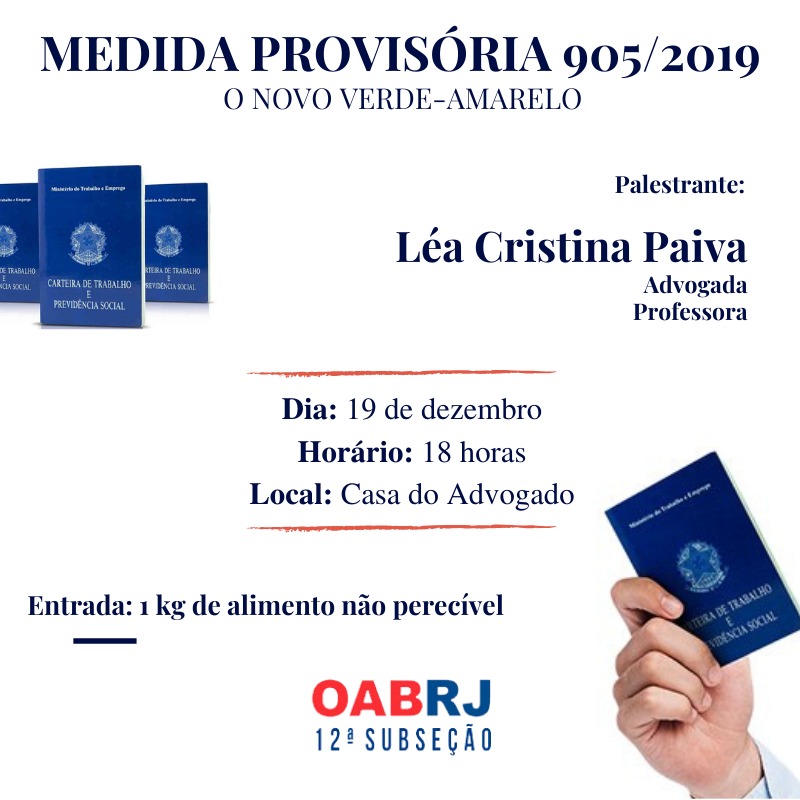 PALESTRA SOBRE MEDIDA PROVISÓRIA 905/2019
