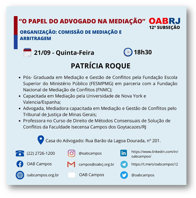 O PAPEL DO ADVOGADO NA MEDIAÇÃO