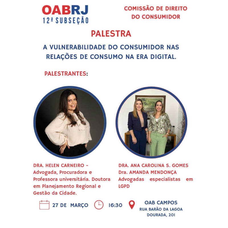 Palestra: A Vulnerabilidade do Consumidor nas Relações de Consumo na Era Digital