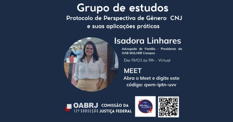 OAB Mulher realiza Grupo de Estudos sobre Protocolo de Gênero do CNJ no dia 19/03