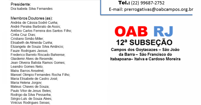 Composição da Comissão de Defesa, Assistência e Prerrogativas 