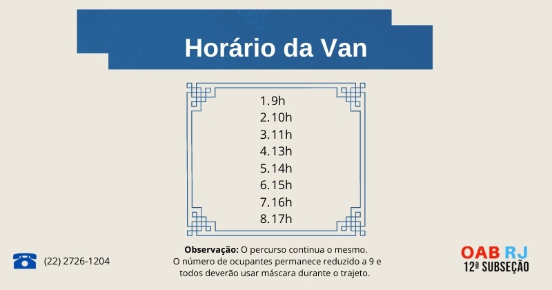Horário de funcionamento da VAN