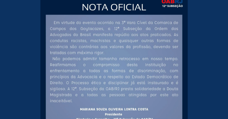 Nota Oficial