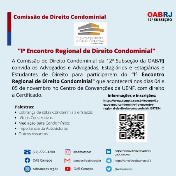 I ENCONTRO REGIONAL DE DIREITO CONDOMINIAL