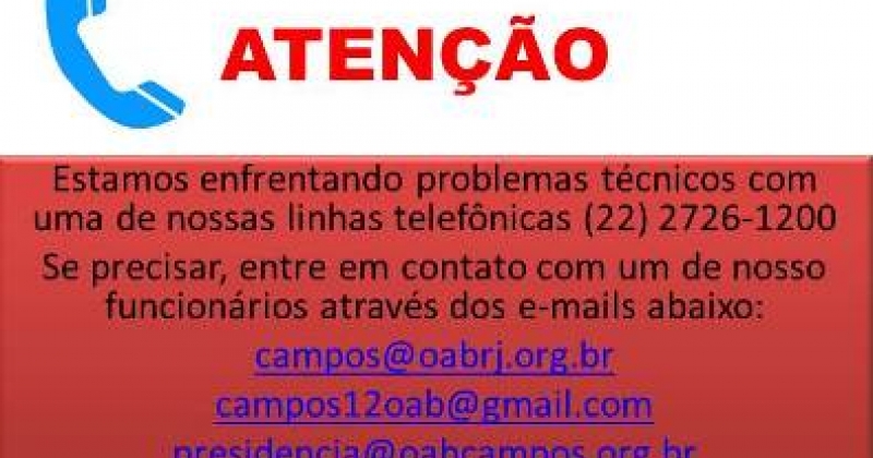 COMUNICADO - Linha telefônica da OAB Campos