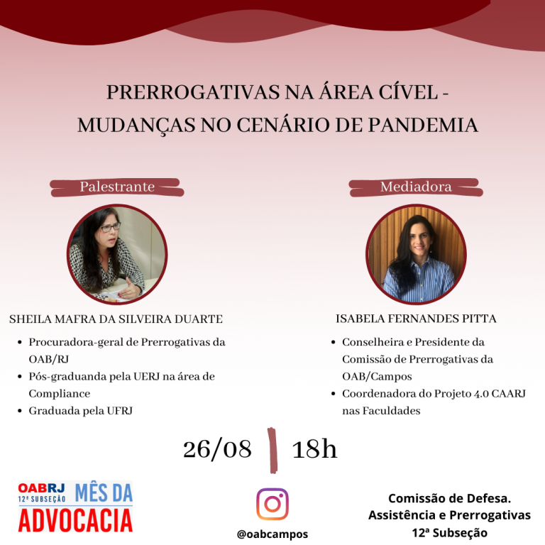 LIVE: PRERROGATIVAS NA ÁREA CÍVEL - MUDANÇAS NO CENÁRIO DE PANDEMIA