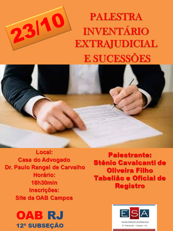 PALESTRA: INVENTÁRIO EXTRAJUDICIAL E SUCESSÕES