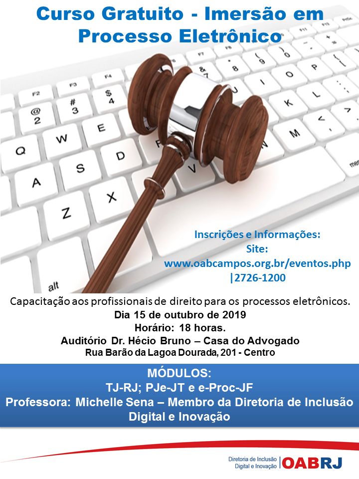 CURSO GRATUITO - IMERSÃO EM PROCESSO ELETRÔNICO