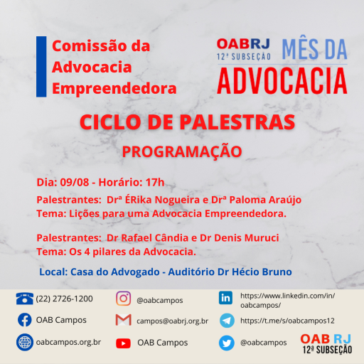 PALESTRA DA COMISSÃO DA ADVOCACIA EMPREENDEDORA