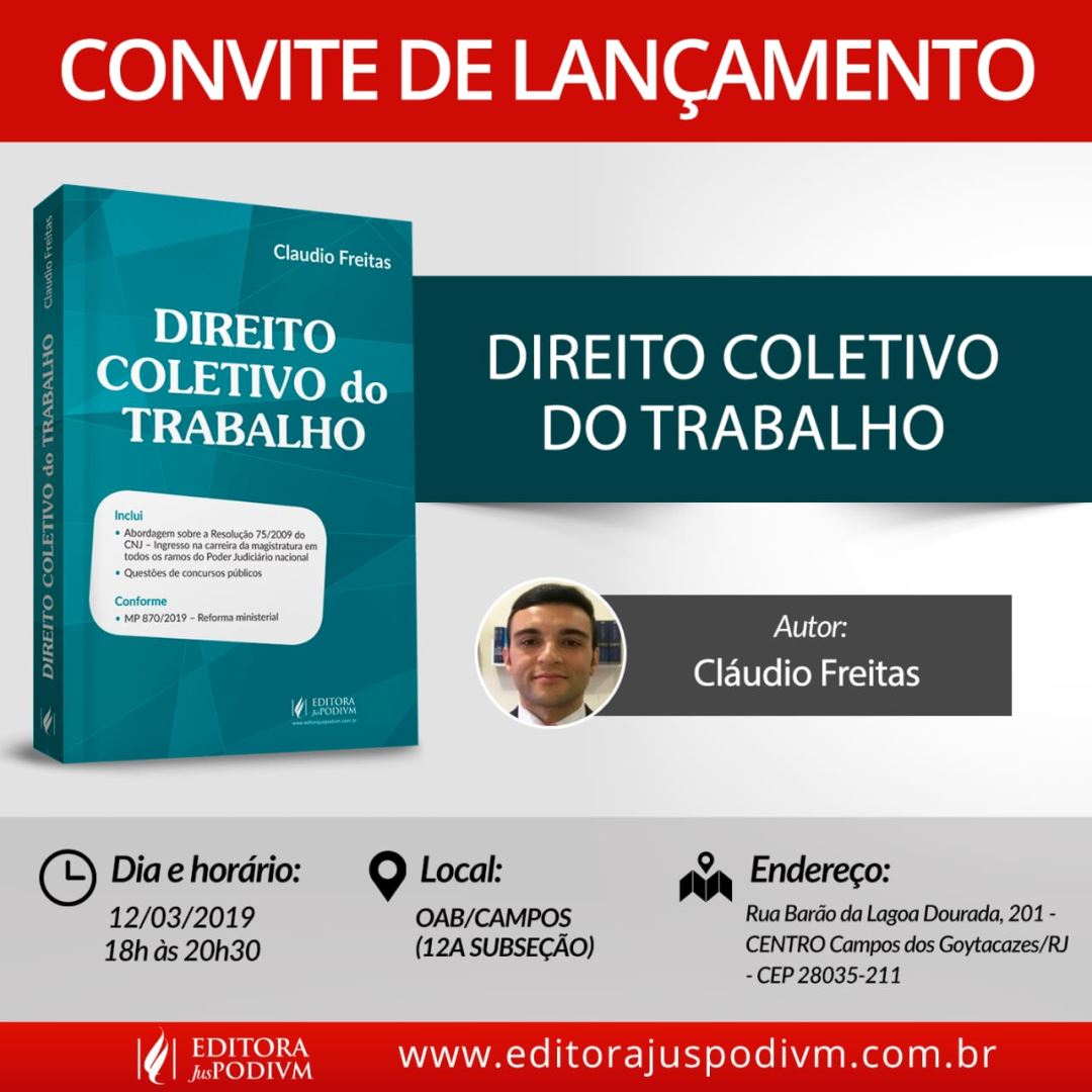 LANÇAMENTO DE LIVRO: Direito Coletivo do Trabalho