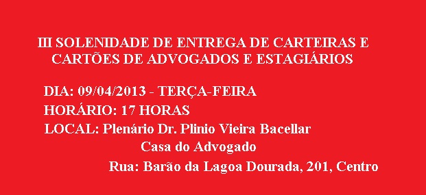 OAB Campos realizará solenidade de entrega de carteiras aos novos advogados