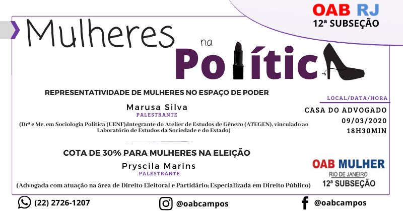 Comissão OAB-Mulher realiza palestras em homenagem ao Dia Internacional da Mulher