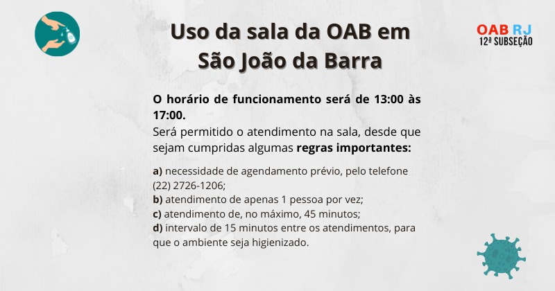 USO DA SALA DA OAB EM SÃO JOÃO DA BARRA