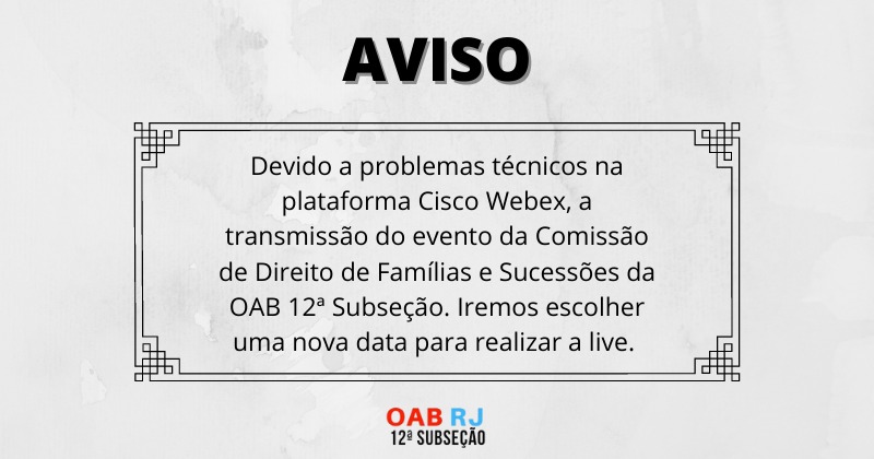 Comunicado de adiamento de evento