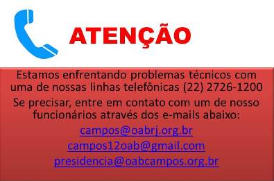 COMUNICADO - Linha telefônica da OAB Campos