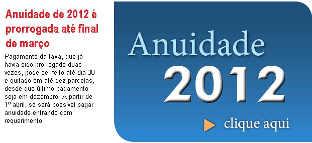 Anuidade prorrogada excepcionalmente até março