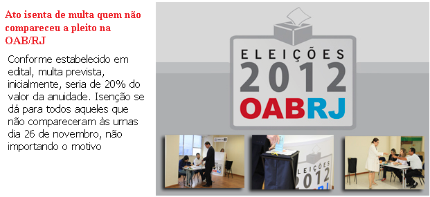 Ato isenta de multa quem não compareceu a pleito na OAB/RJ