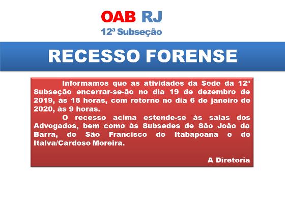 AVISO RECESSO FORENSE