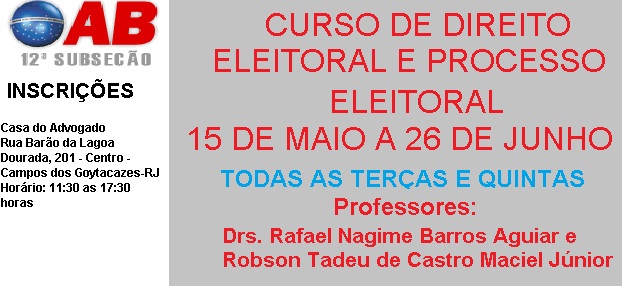 ESA CAMPOS realizará curso de direito eleitoral e processo eleitoral em maio