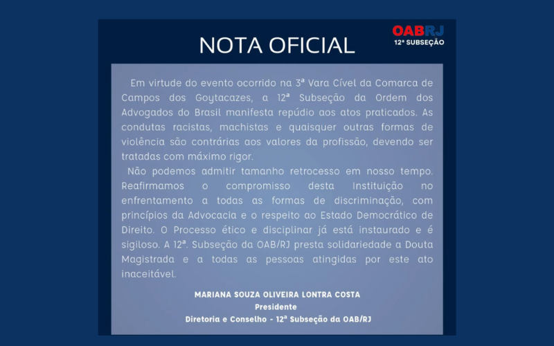 Nota Oficial