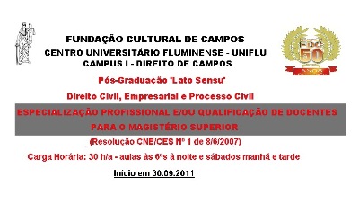 UNIFLU Campus I - Direito de Campos realiza Curso de Pós-Graduação