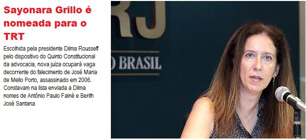 Sayonara Grillo é nomeada desembargadora do TRT