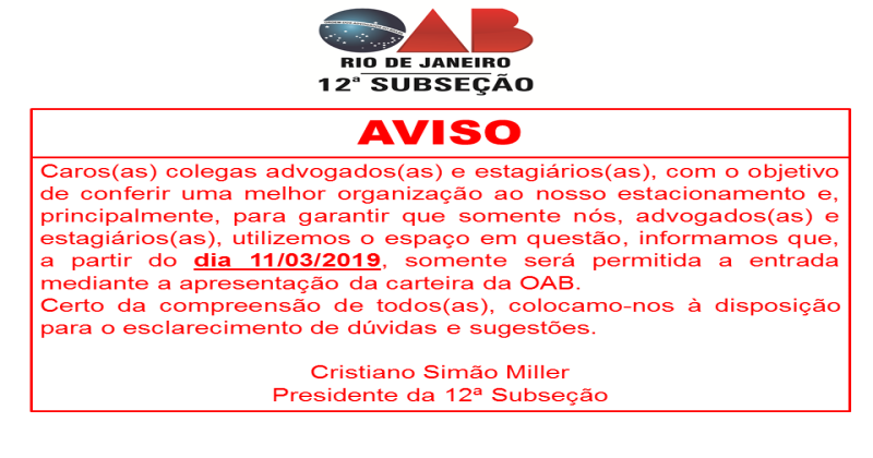 ESTACIONAMENTO AVISO