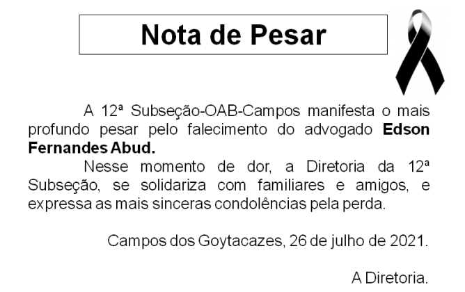 Nota de Falecimento