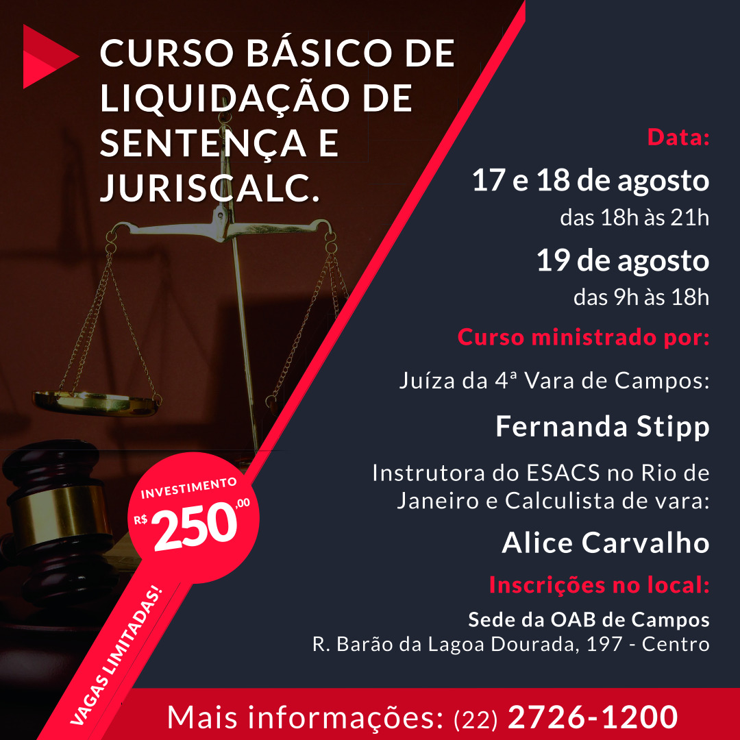 Curso básico de liquidação de sentença e Juriscalc.