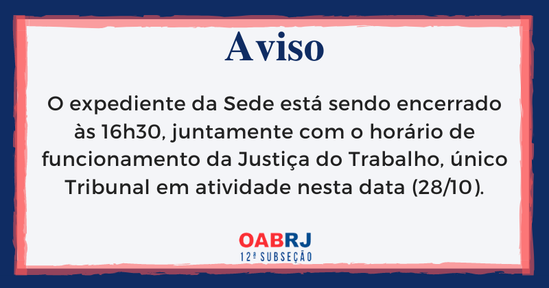 Horário de Funcionamento (28/10)