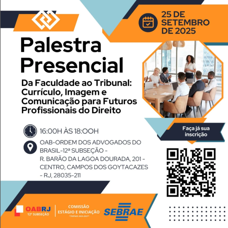 Palestra Da Faculdade ao Tribunal: currículo, imagem e comunicação para futuros profissionais do Direito