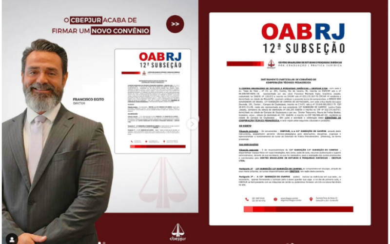 Novo convênio da OAB-Campos com o CBEPJUR